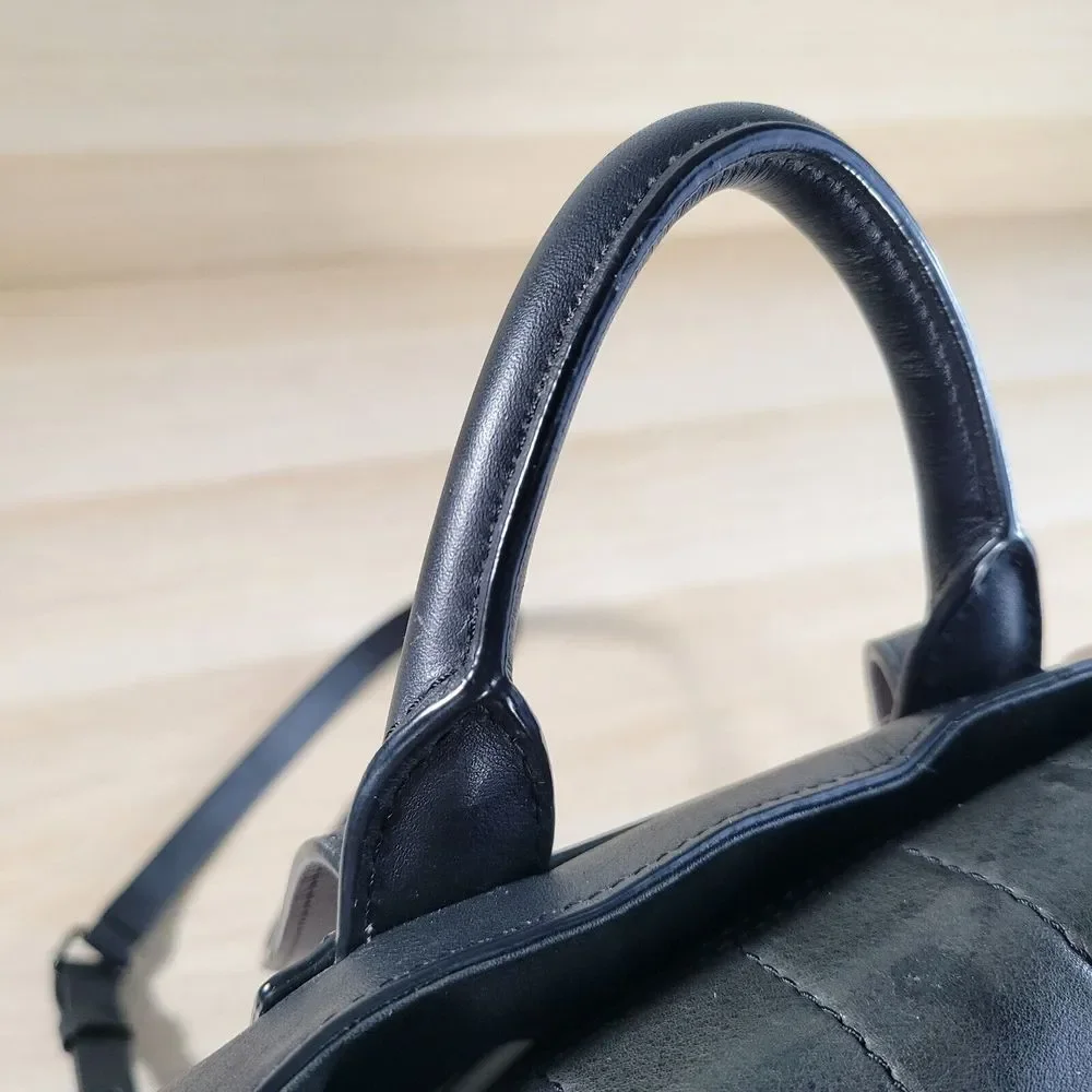 Rag & Bone Pilot Two Tone Backpack Leather Fawn Black Colorblock Purse Suede